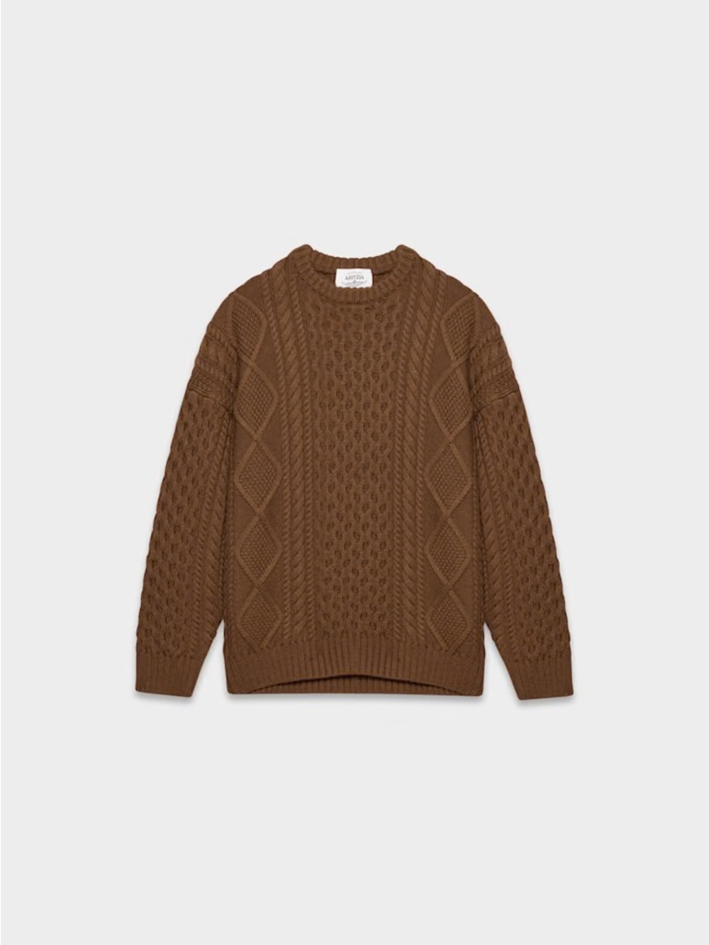 Aritzia Heritage Knit Merino Wool Crew Sweater – Chocolatier Brown, Size S